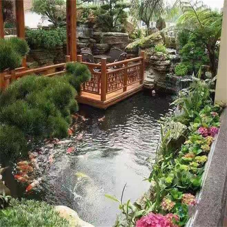 澄迈庭院设计鱼池假山建造图